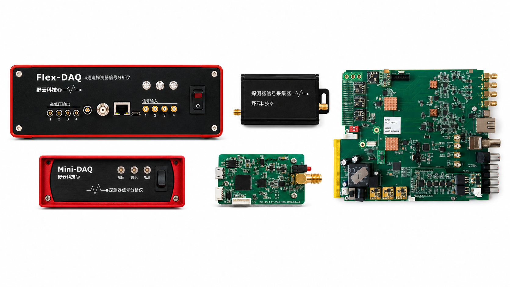FlexDAQ、Mini-DAQ、探测器信号采集器及两款数字化采集卡组合